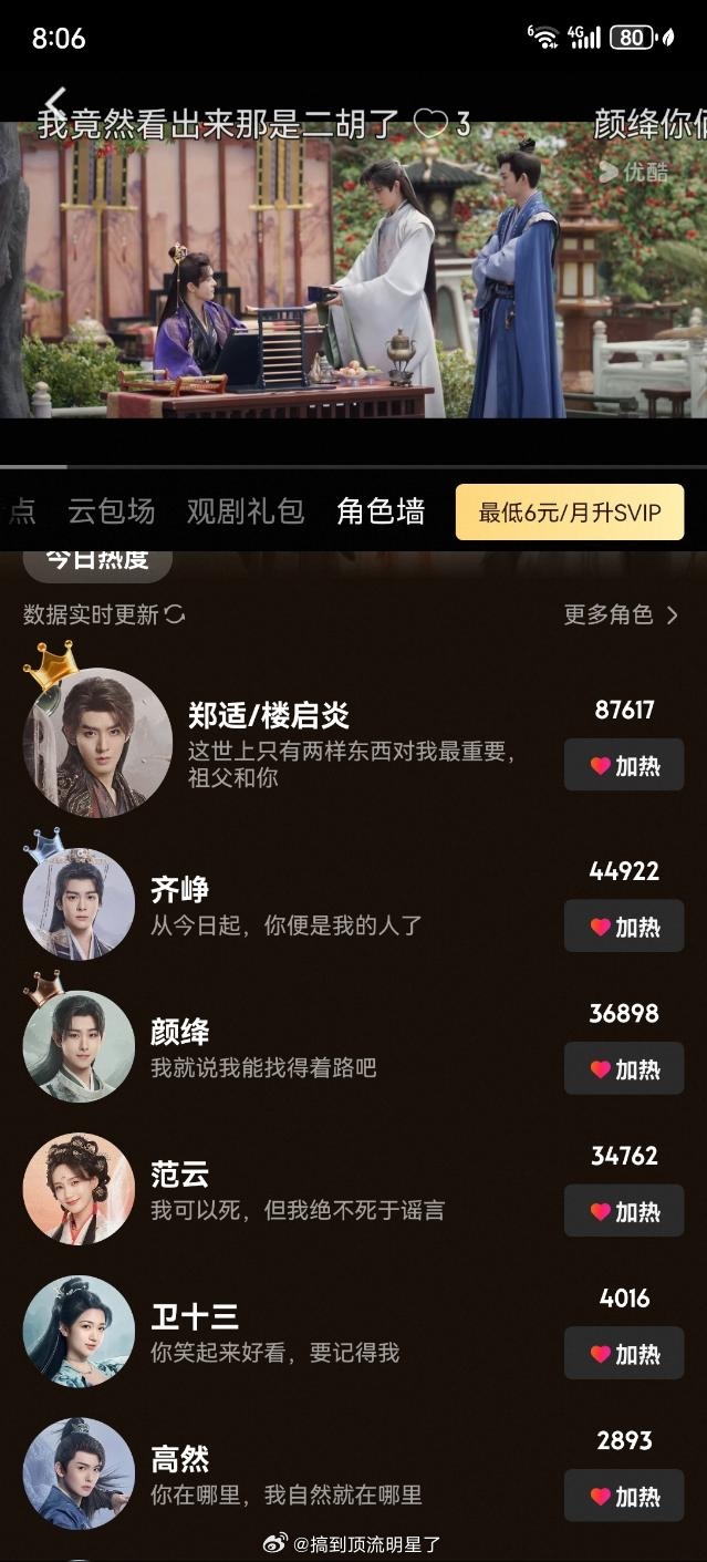 邓为《云秀行》👖角色榜热度和🥝直播爆灯值双双断层第一！郑适/楼启炎牛逼！邓为