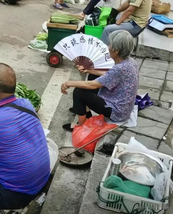 从小家境就不好
大字不识别耻笑
卖菜只为讨生活
天热拿把扇子摇

（网图侵删）