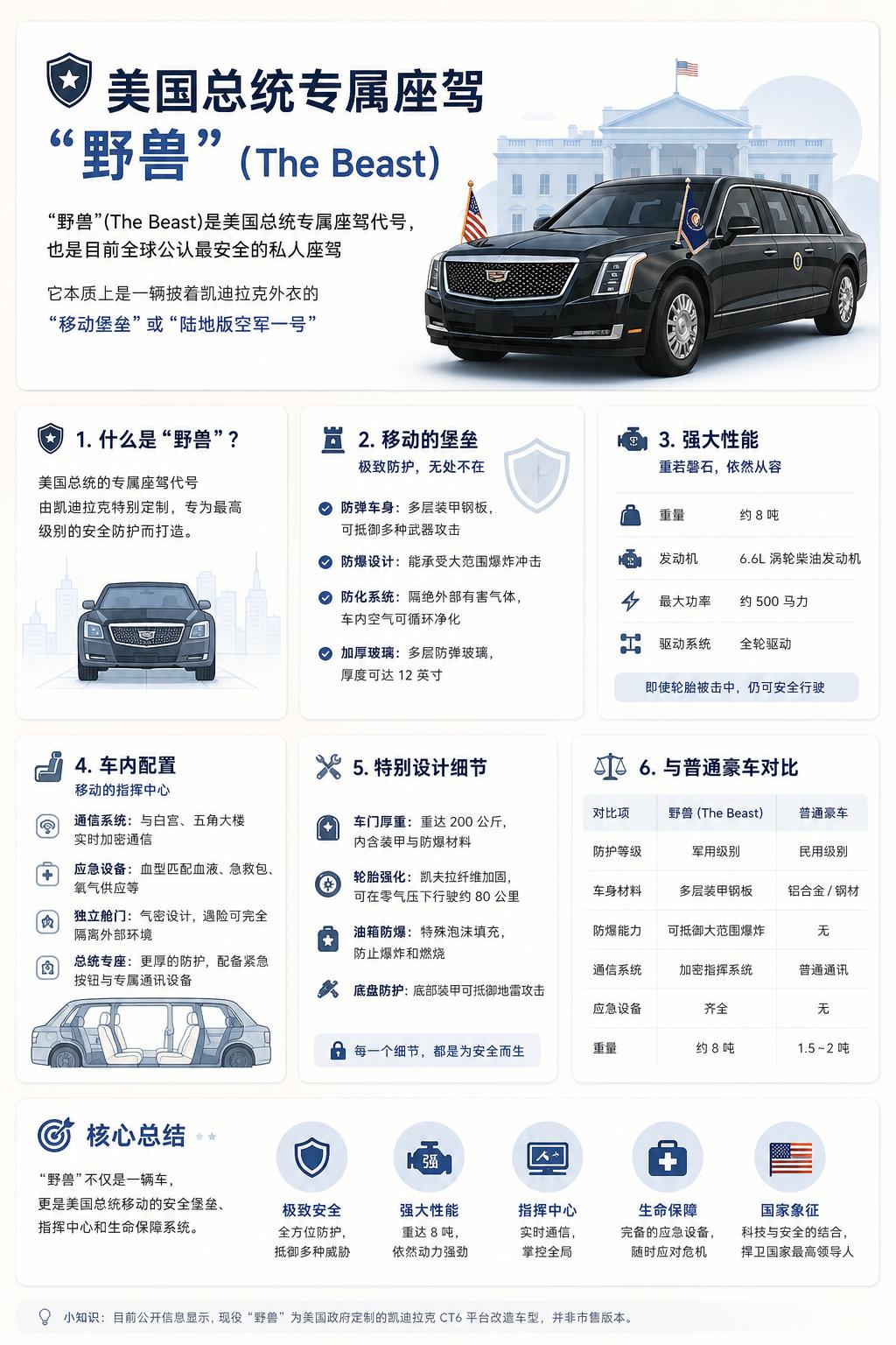 “野兽”（The Beast）是美国总统专属座驾代号，也是目前全球公认最安全的私
