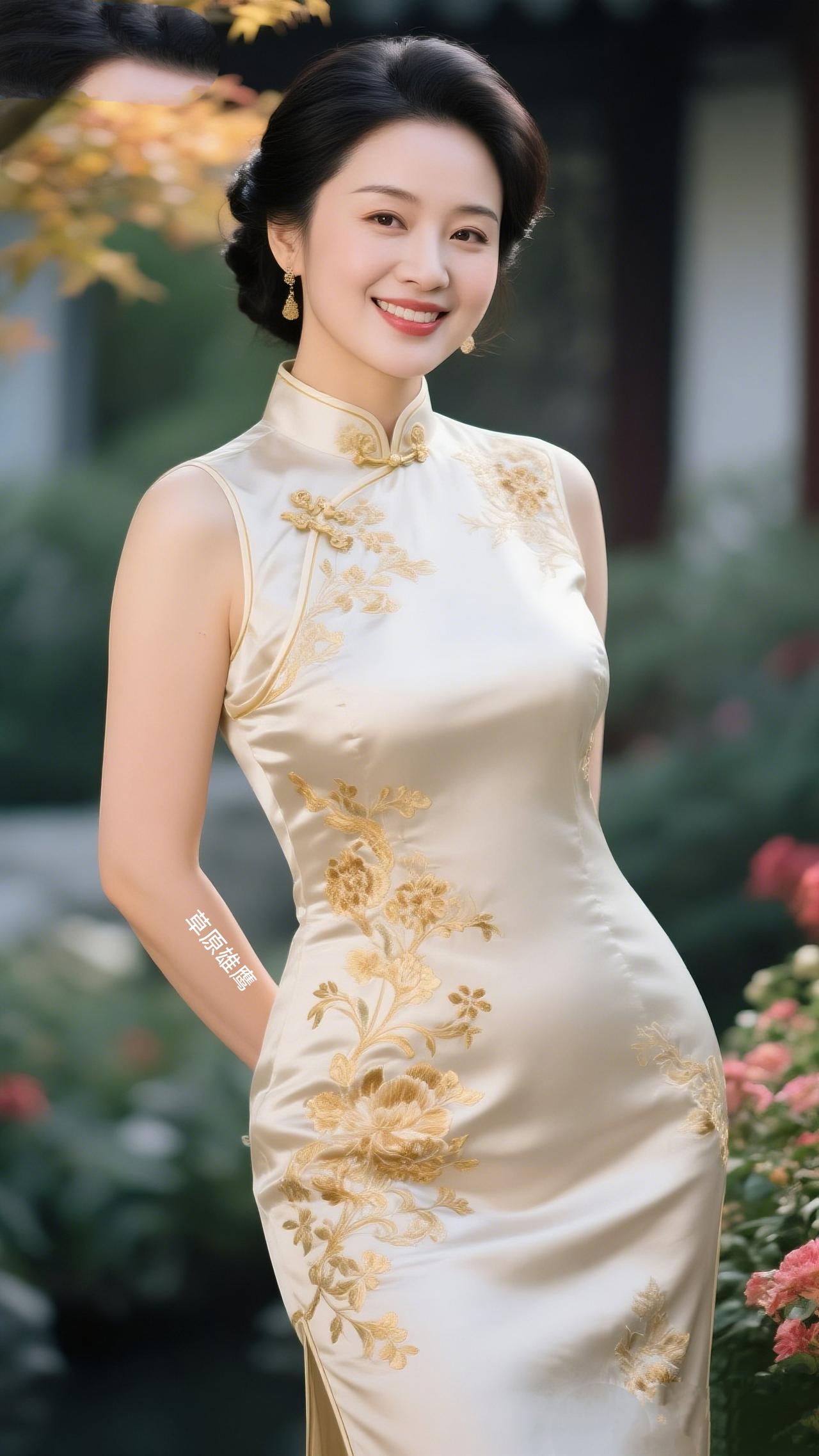 《立领藏春秋，开衩见山河》
 
一寸立领锁流光，
盘扣暗绾旧时光。
云纹织就千年