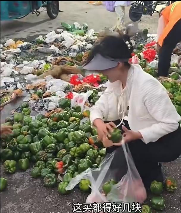 郑州“捡菜姐”惹出了争议，但是我反倒特别羡慕她

镜头里她蹲在满地青椒的废弃菜堆