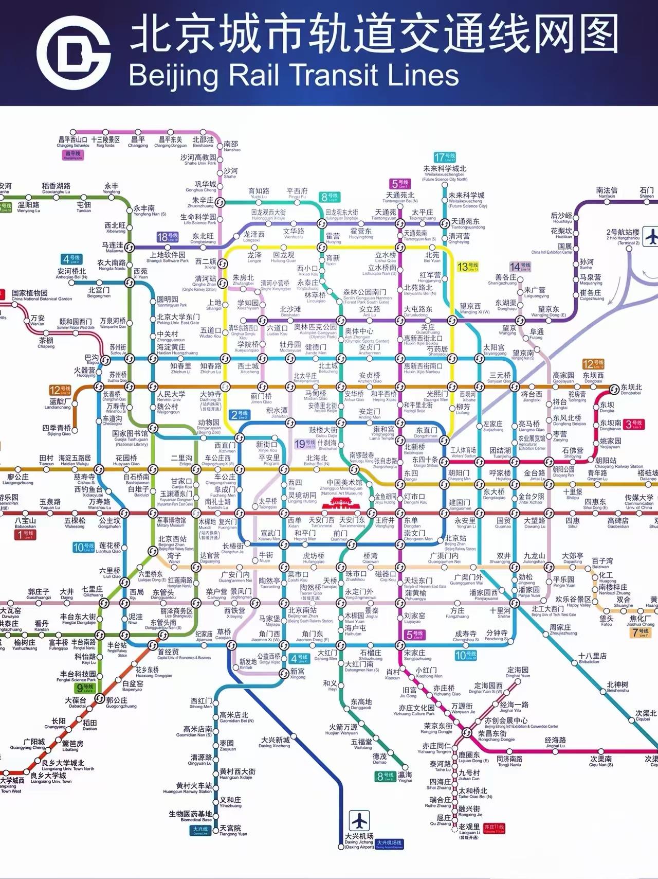 北京城市轨道交通线网图