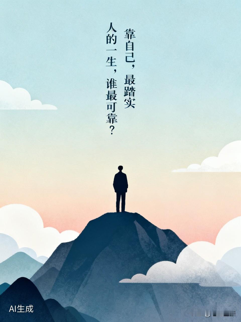 人的一生，谁最可靠？我觉得还是得靠自己。俗话说“靠山山会倒，靠人人会跑”，父母终