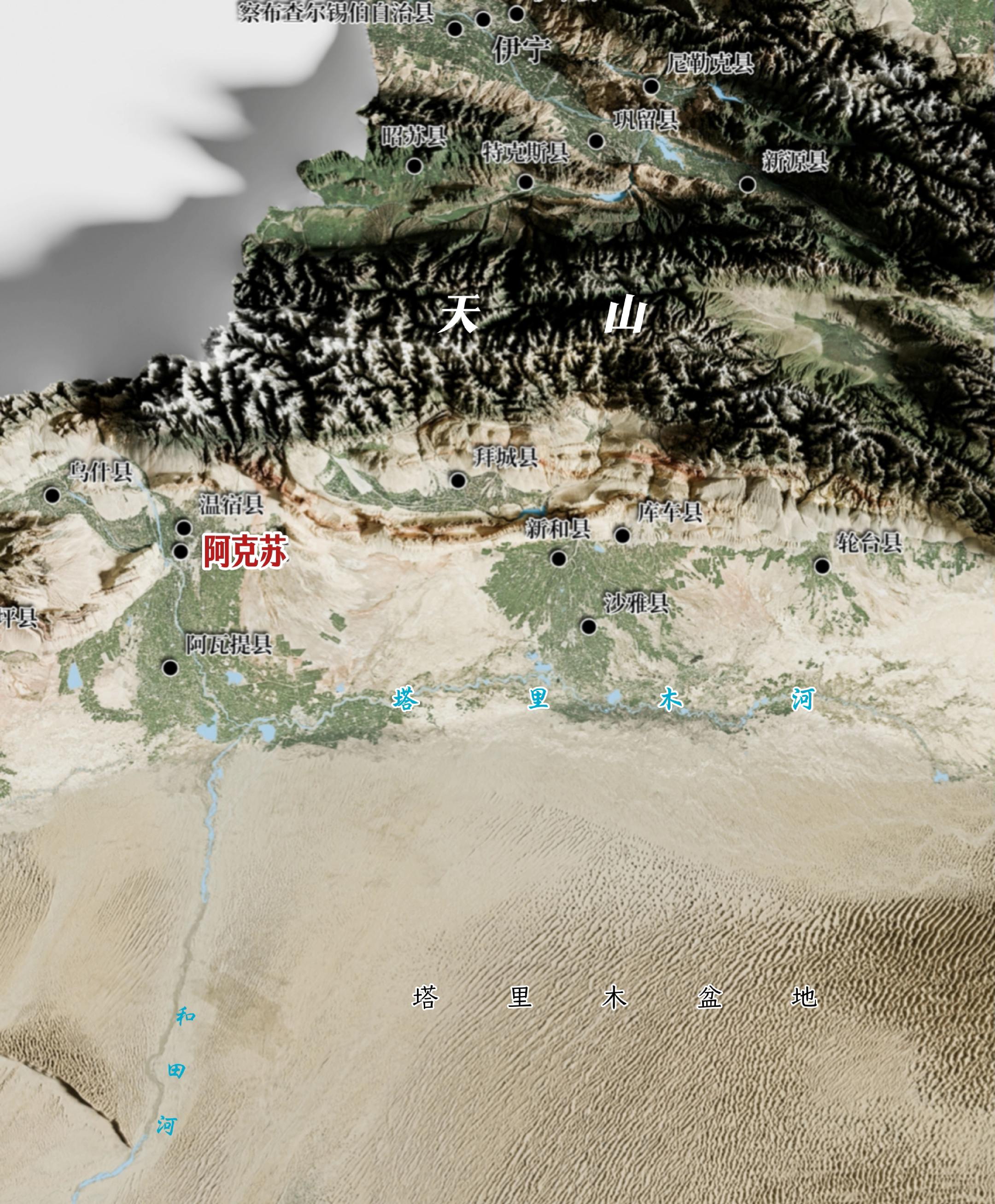 阿克苏——南疆要冲。阿克苏地区地处天山南麓，塔里木盆地北缘，得益于天山...