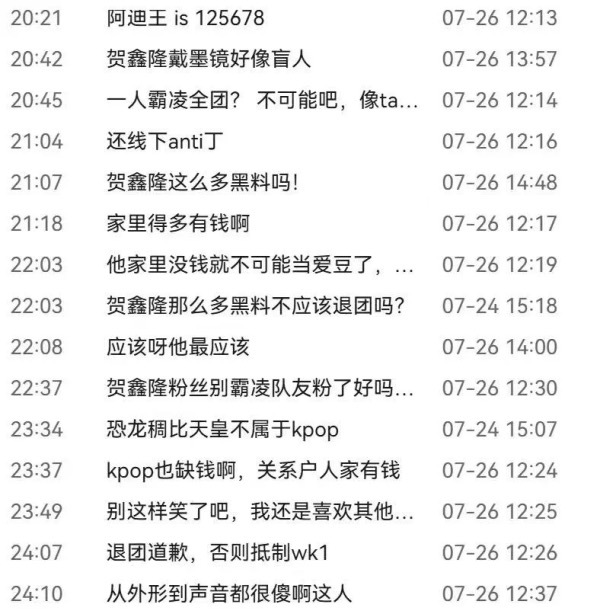如何看待张家豪粉丝在官号anti贺鑫隆