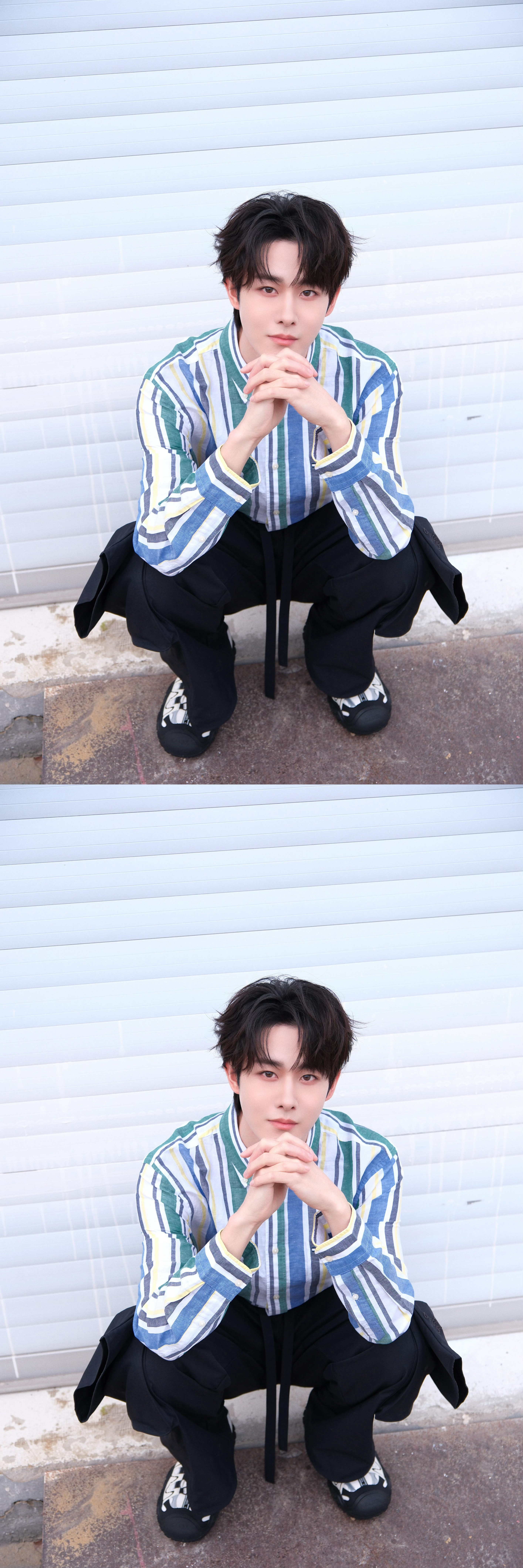 田嘉瑞蓝色条纹衬衫 田嘉瑞今日份营业 新鲜热乎的瑞瑞 条纹衬衫好高好帅好清爽😍