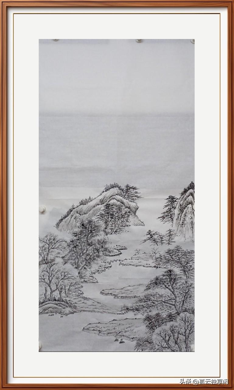 完成四尺国画《秋叶醉秋山》部分墨稿。每天进步一点点，就是人生快乐一丢丢！
