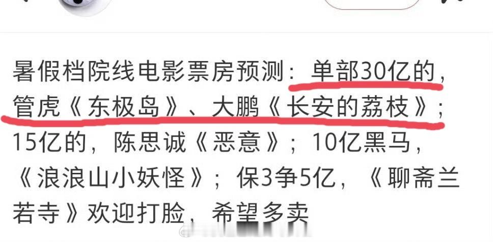 暑期档票房预测，你们觉得有可能单部30亿吗？朱一龙、吴磊《东极岛》大鹏、白客《长