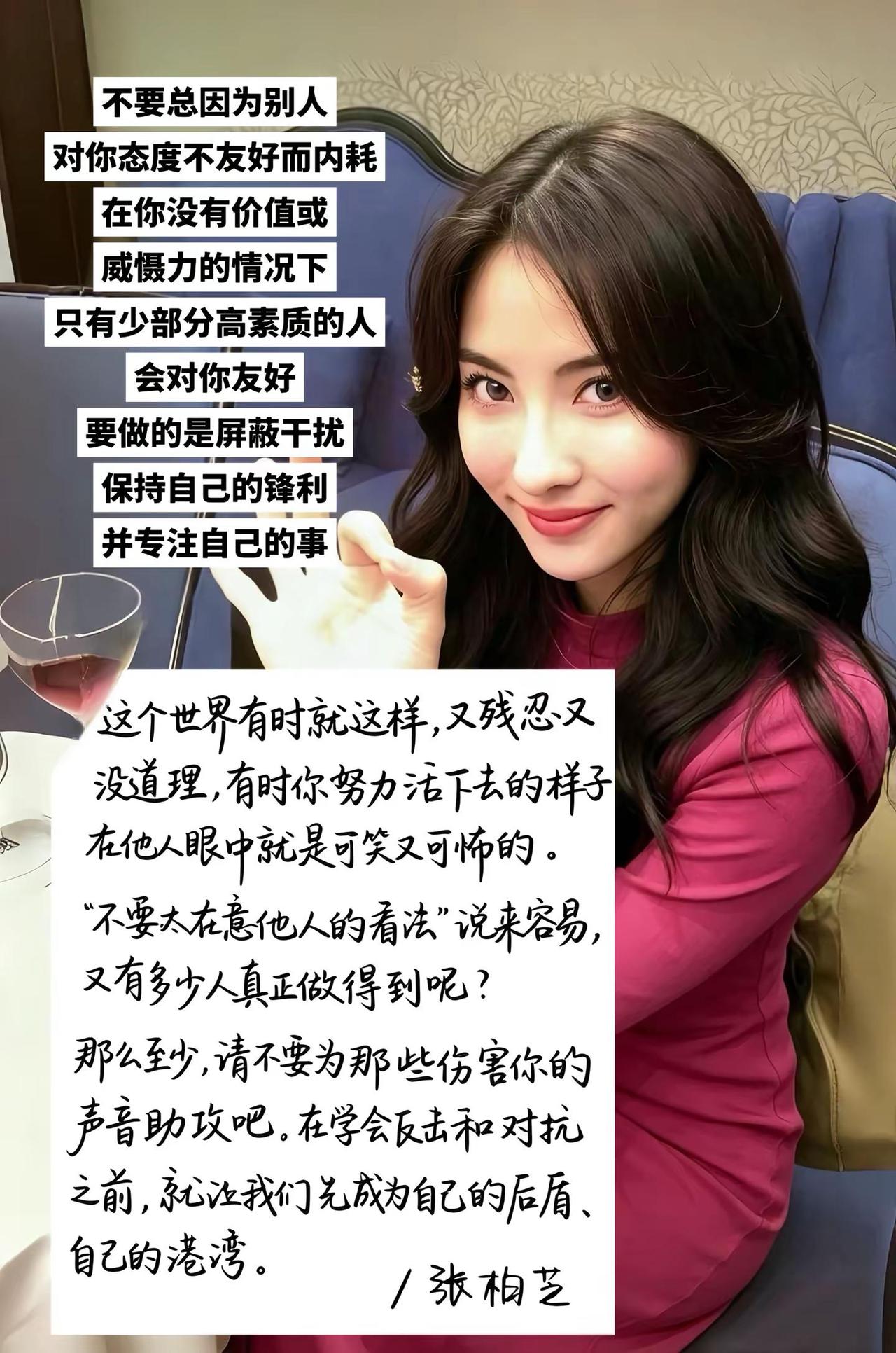 你讨厌我又怎样 被你这样的人认可毫无意义。回复 @不系舟的评论 张柏芝 拒绝内耗
