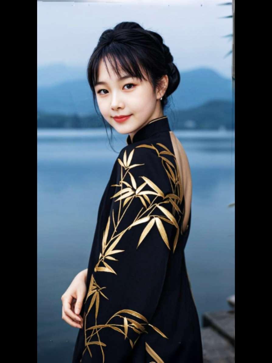 AI扩图 AI西湖旗袍雅