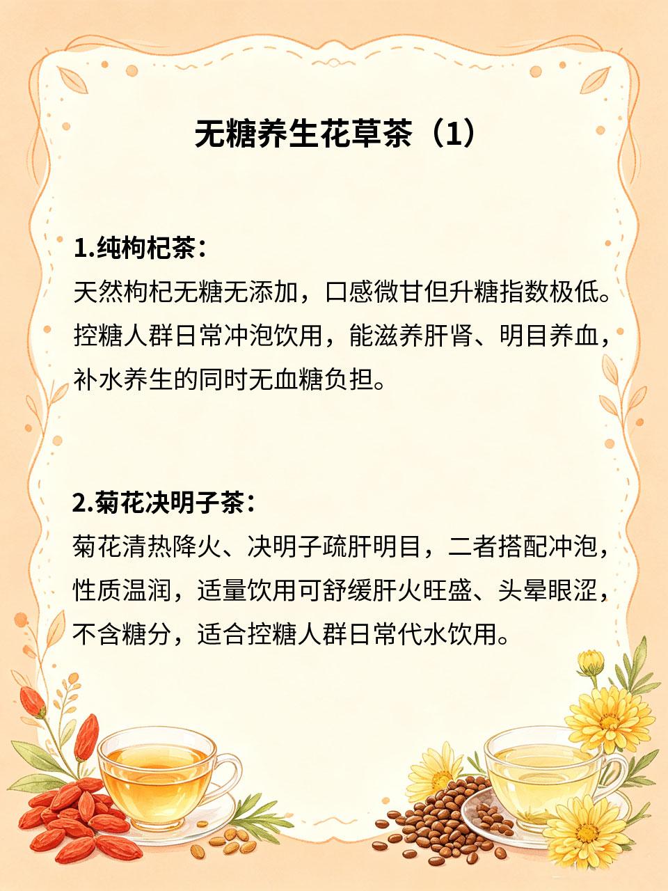 无糖养生花草茶，控糖人群放心喝
很多养生茶饮添加糖分🍬，不适合控糖、高血糖人群