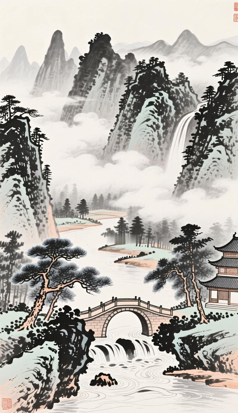 上联：桥下有水水追水
下联：山头生云云叠云
 
 
对对子 对联