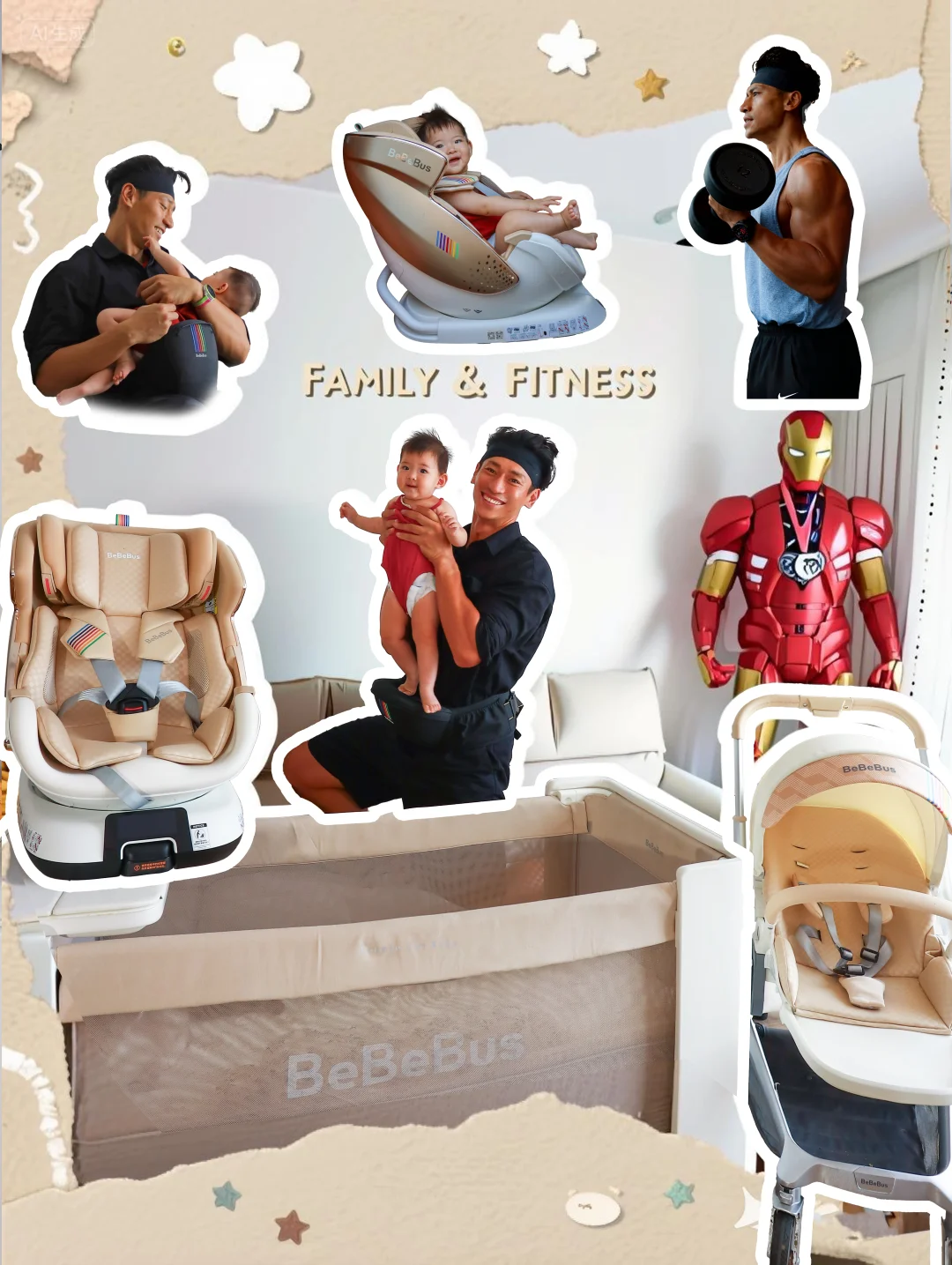 别人带娃靠温柔我靠装备！肌肉老爸育儿实录