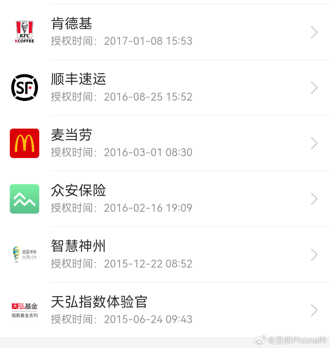 支付宝账号解除授权 按照路径查了一下，最早的一笔授权是2015年天弘XXX，都不