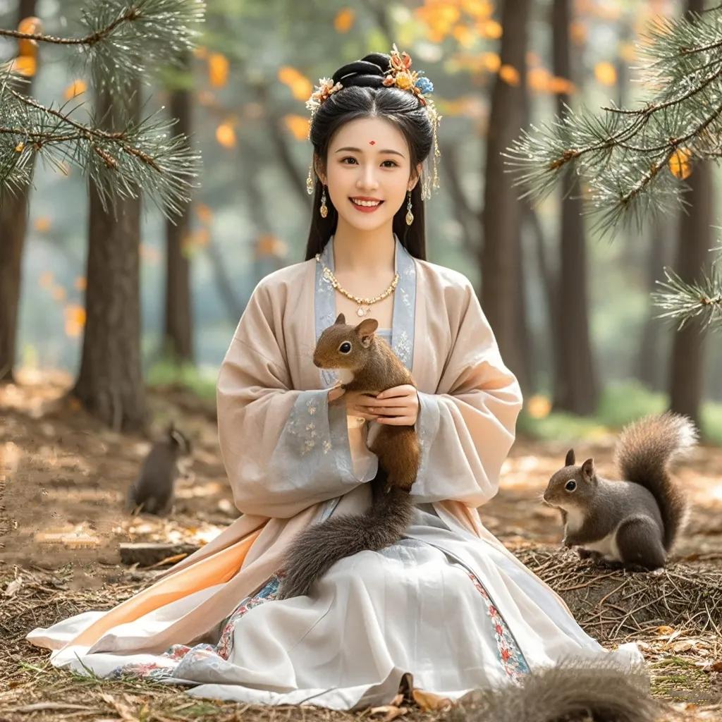 《松鼠赋》
 
时秋意渐浓，山林多彩。有观松鼠者，感其灵动，乃言曰：“此松鼠也，