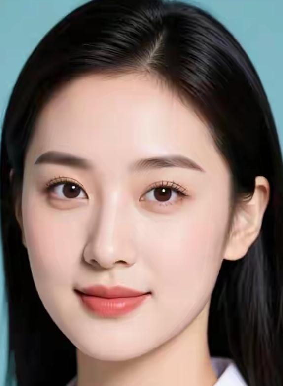 眼眸澄澈明净，眉目温婉如画。神色安静淡然，自带清雅出尘的气韵，不事雕琢，清丽动人