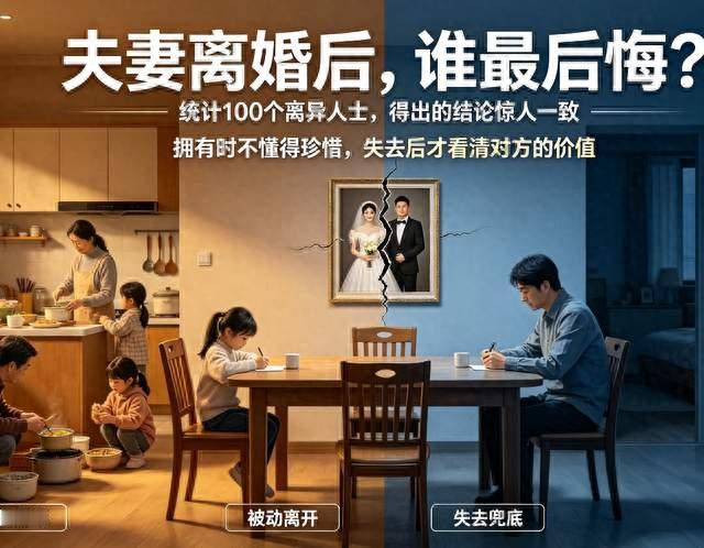 夫妻离婚后，谁最后悔？统计100个离异人士，得出的结论惊人一致