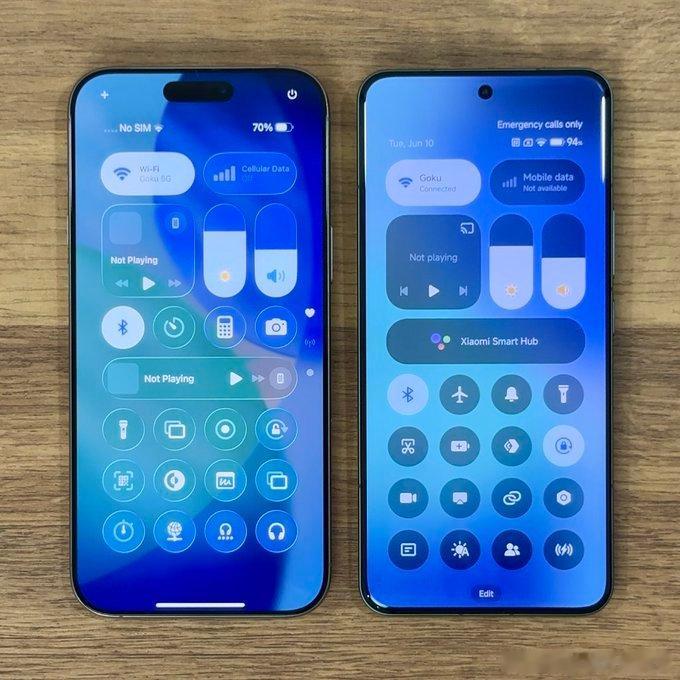iOS26 vs HyperOS2.0。图转自X TechDroider。WWD