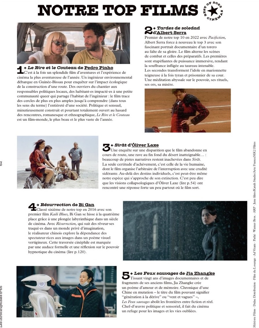法国文化杂志Les inrockuptibles发布2025年度十佳影片，毕赣执