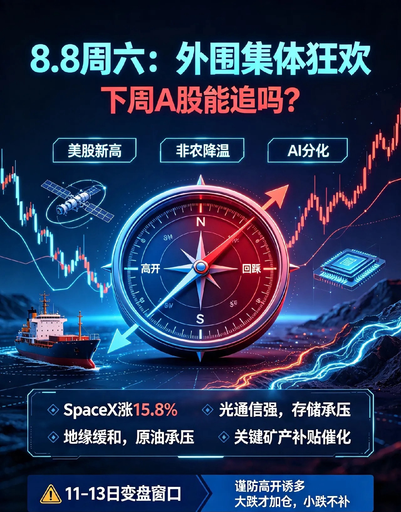 8.8周六：外围集体狂欢，4条重磅消息解读,情绪杀跌或就在下周！一、4条重磅消息