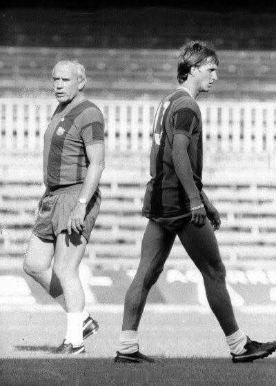 Hennes Weisweiler & Johan Cruyff, 1976. 