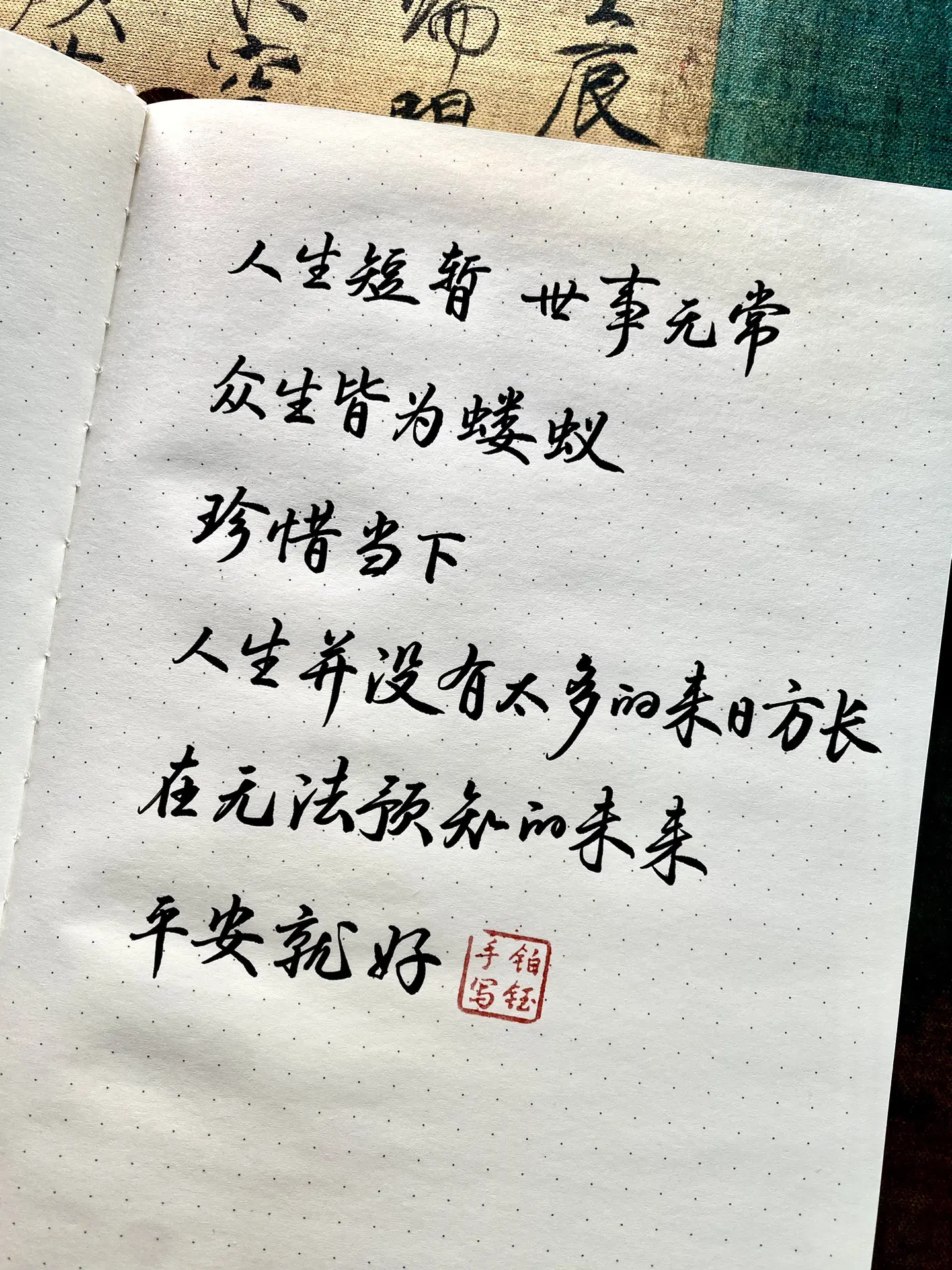 人生短暂，世事无常，在无法预知的未来，平安就好
