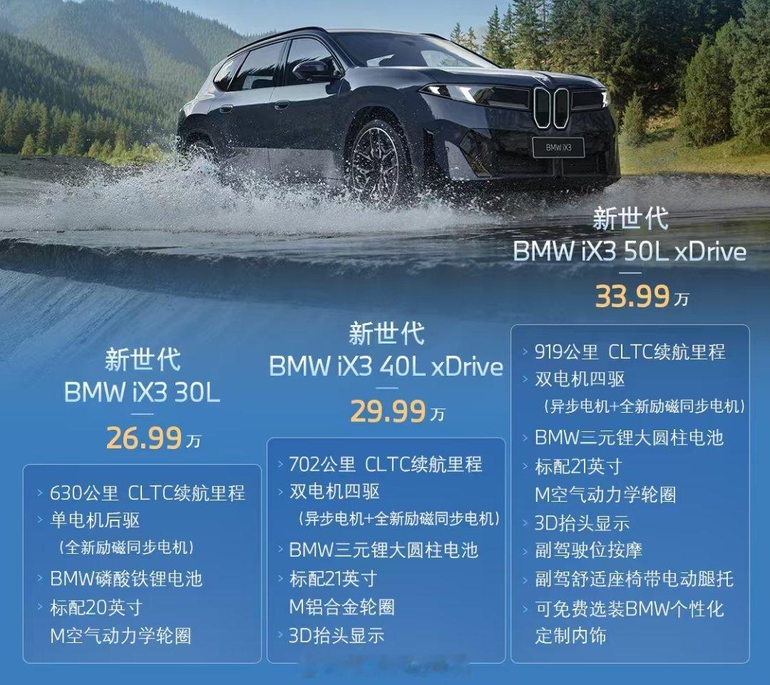 宝马iX3价格新车上市，26.99万起，宝马变了