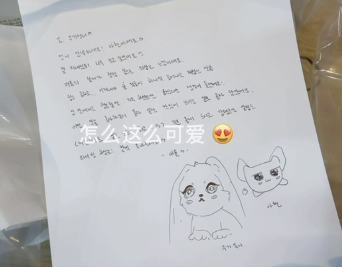 setlog中雅贤给🐶的手写信 内容翻译“To. 雨琦姐姐♡姐姐你好！我是雅贤