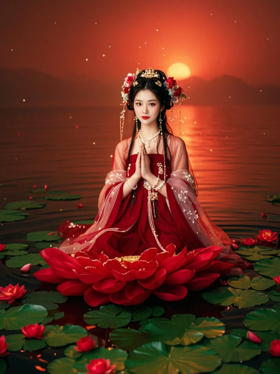 AI仙湖神女韵 夜很美风很温柔 甜美写真