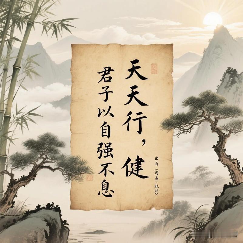 这短短七个字，堪称全篇最具霸气与力量的千古名句，它藏着天地宇宙的大格局。天道刚健