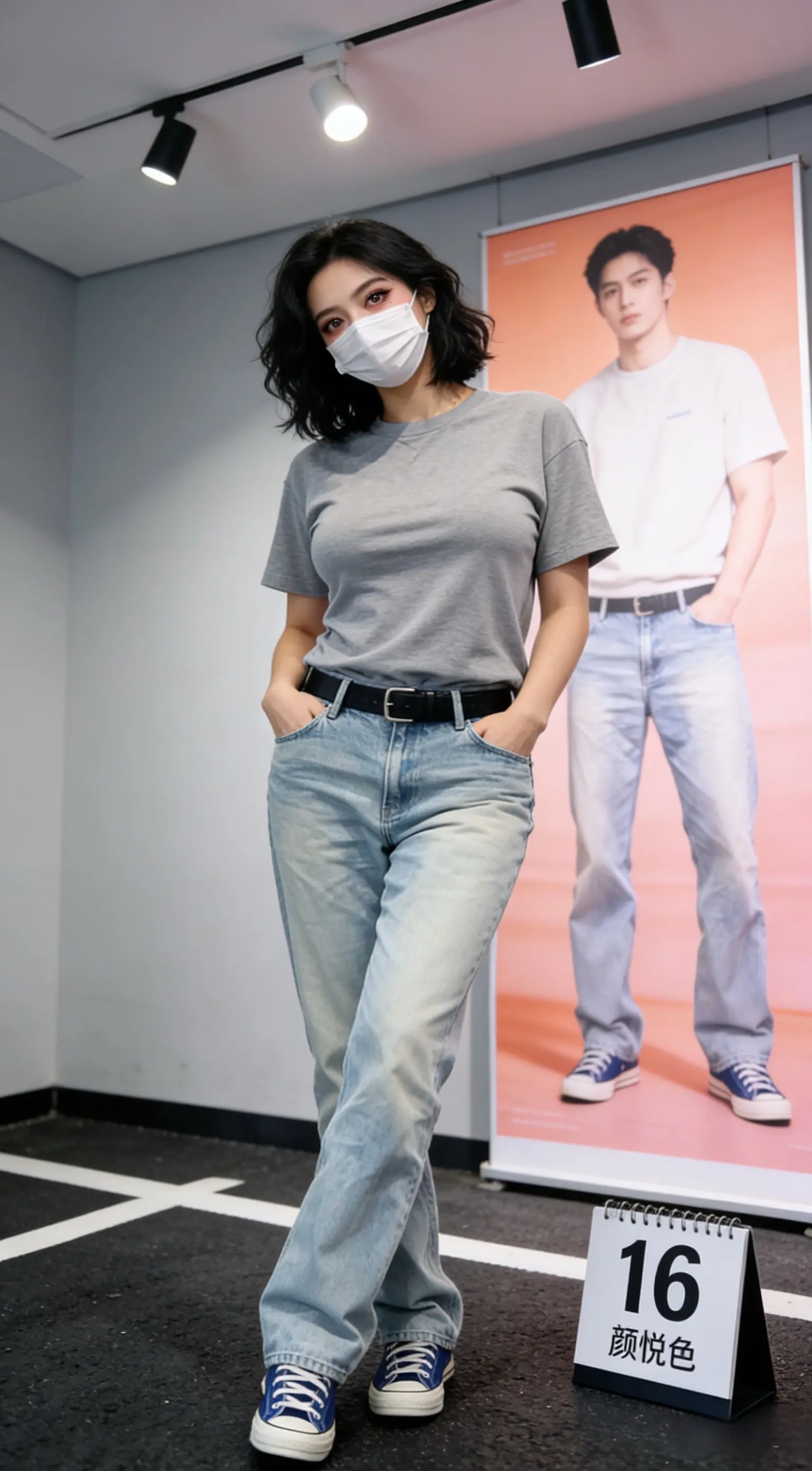 冰蓝怀旧康龙505水洗美式复古磨破牛仔裤直筒裤休闲宽松