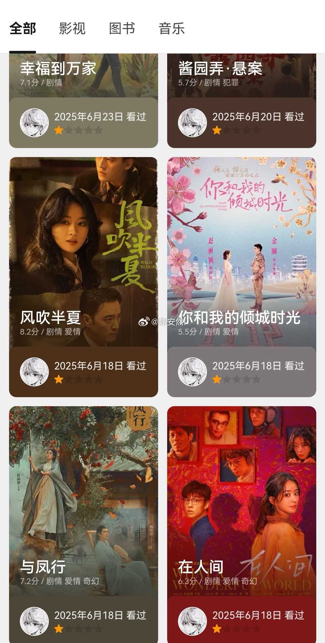 其实这种人挺单纯的，单纯的给所有剧一⭐ ​​​