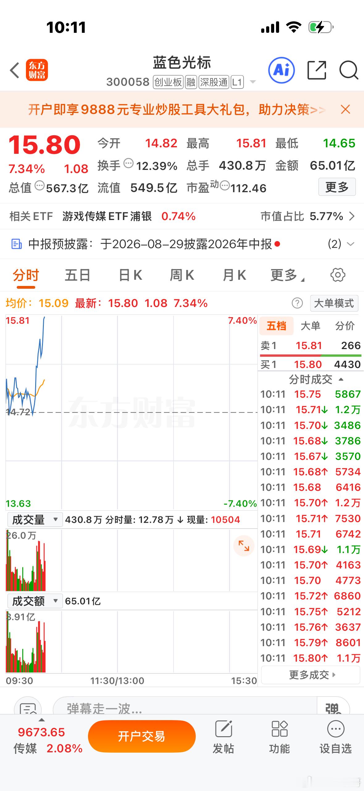 昨天午盘分享的蓝色光标发射了！你们的成本多少？评论区交流一下！机上的朋友回复88
