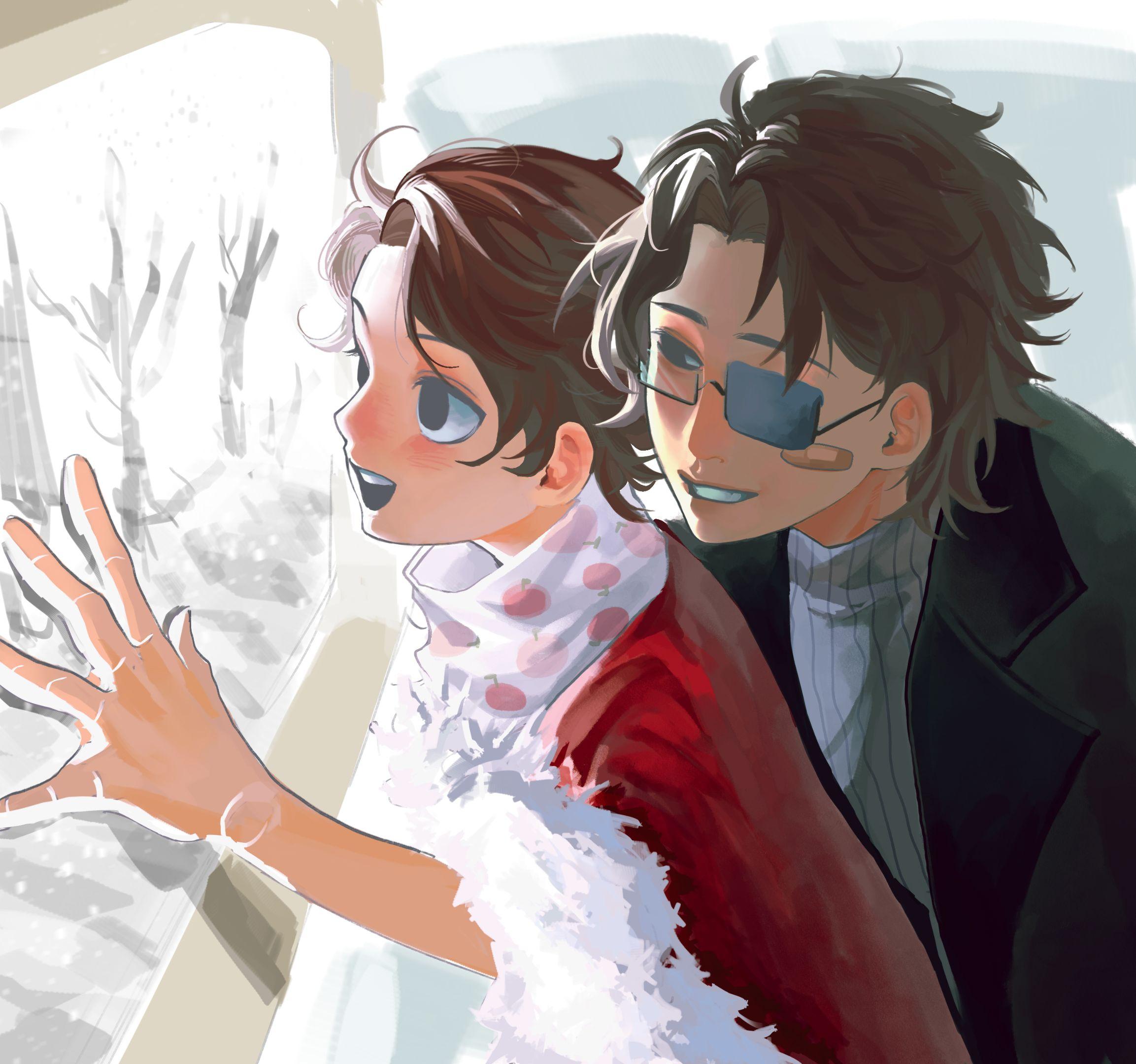 初雪，列车，我和你。