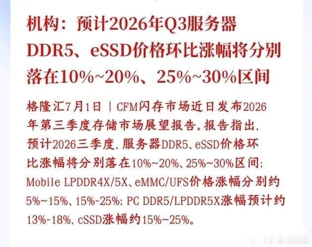 存储芯片持续涨价，AI服务器存储成核心驱动力存储芯片再迎重大利好，行业机构发布2