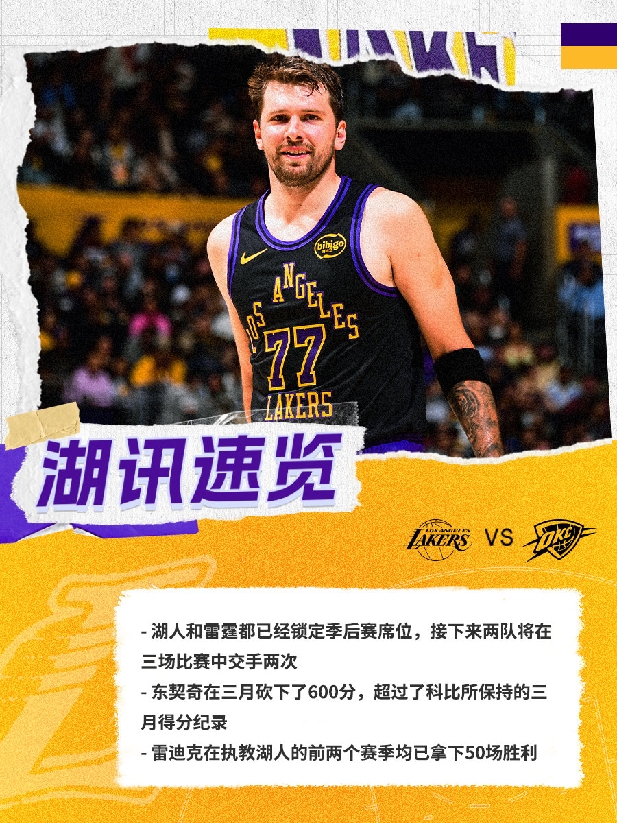 「湖讯速览」湖人vs雷霆 湖人国度