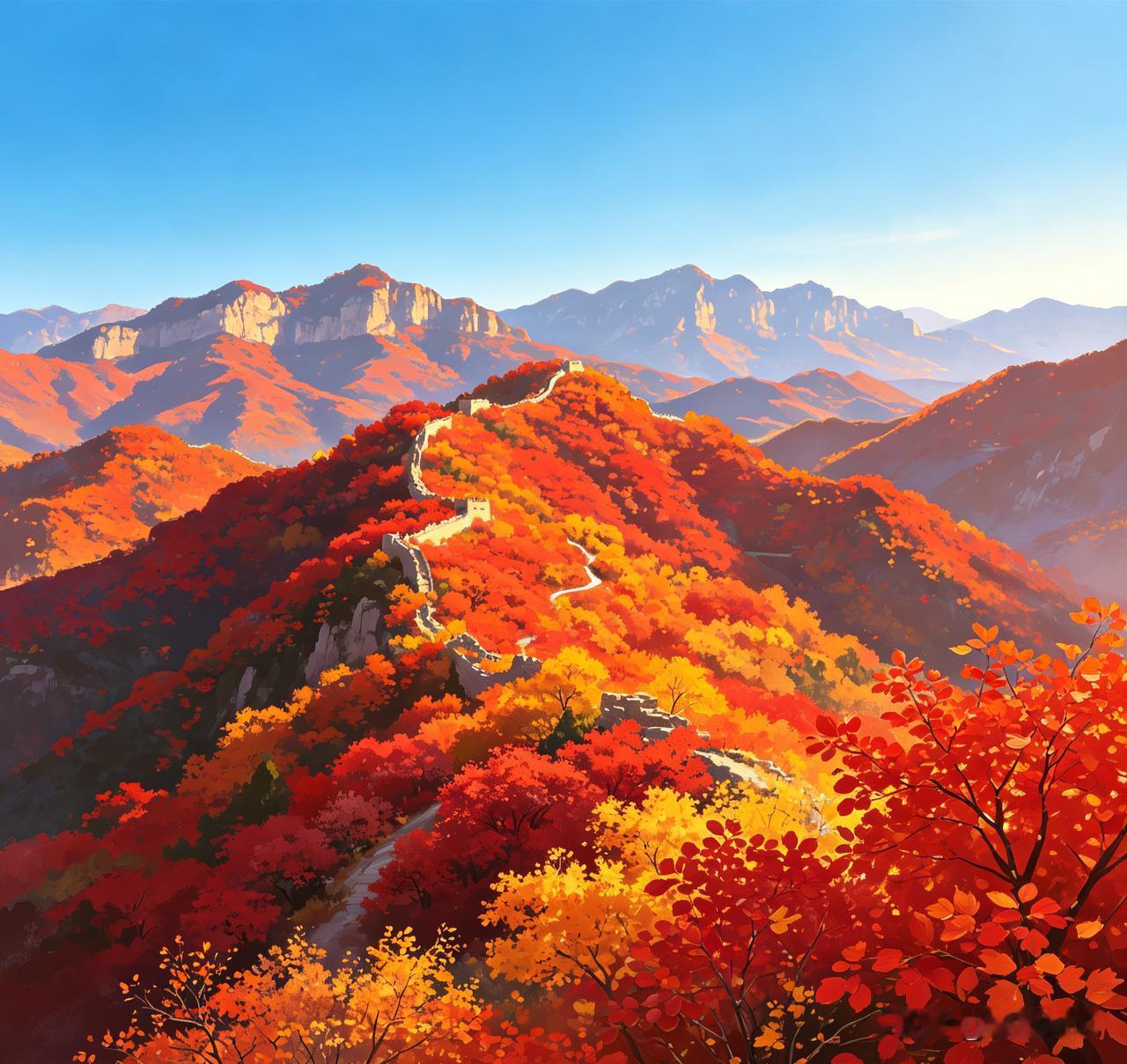 石家庄仙台山是河北红叶的标杆胜地，作为全国十大红叶观赏区之一，千亩黄栌林每到深秋