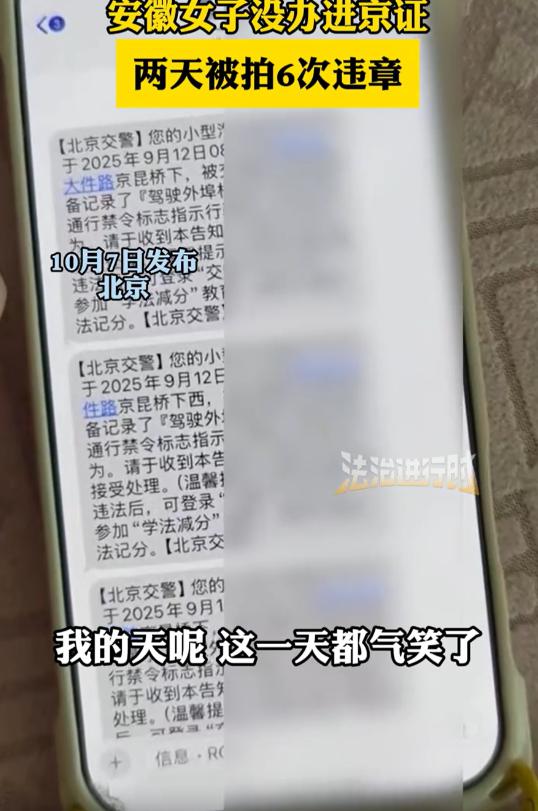“中国人进首都要办证！”安徽一女子在放假前开车去北京，可两天时间下来，竟然收到了