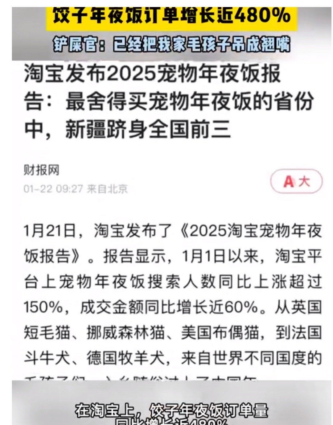 当代年轻人对宠物的关注度，不亚于我们上一代父母对自己子女吧？ 宠物饺子年夜饭订单