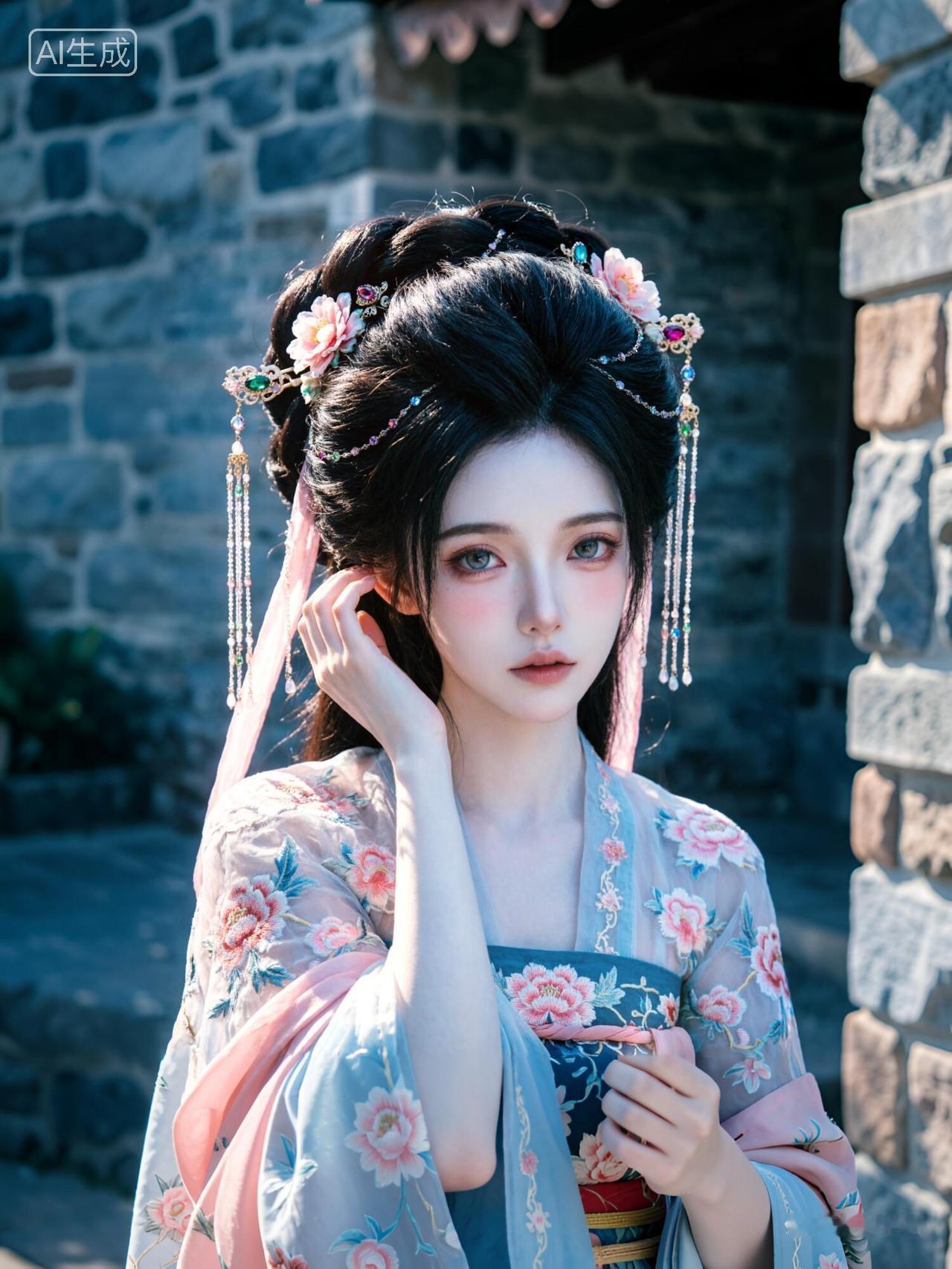 古风少女，花簪映衬，韵味十足