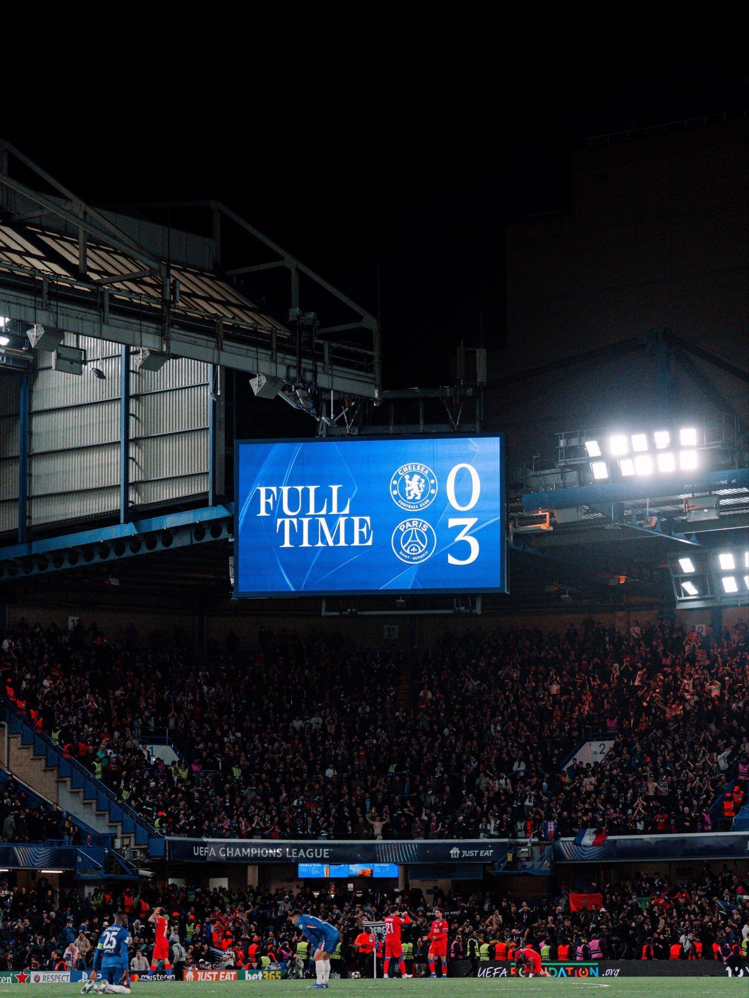 欧冠  欧冠1/8决赛次回合巴黎客场3-0完胜切尔西，总比分8-2昂首晋级八强，