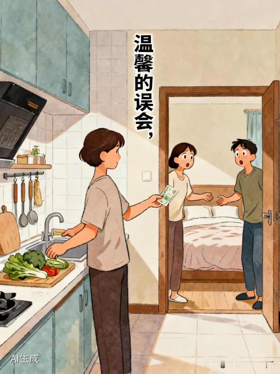 有个男子下班回家，打开房门，瞧见媳妇正在洗菜做饭。他二话不说，拍了下媳妇的屁股，
