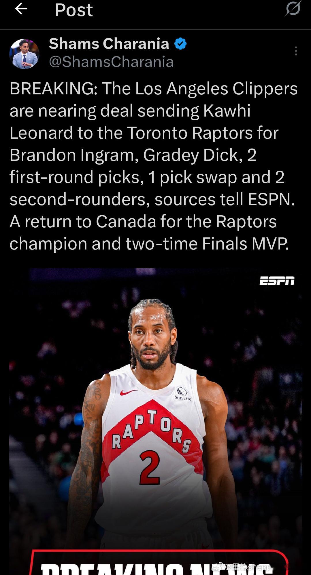 Shams：小卡交易完成了！ 突发：消息人士告诉 ESPN，洛杉矶快船接近达成一