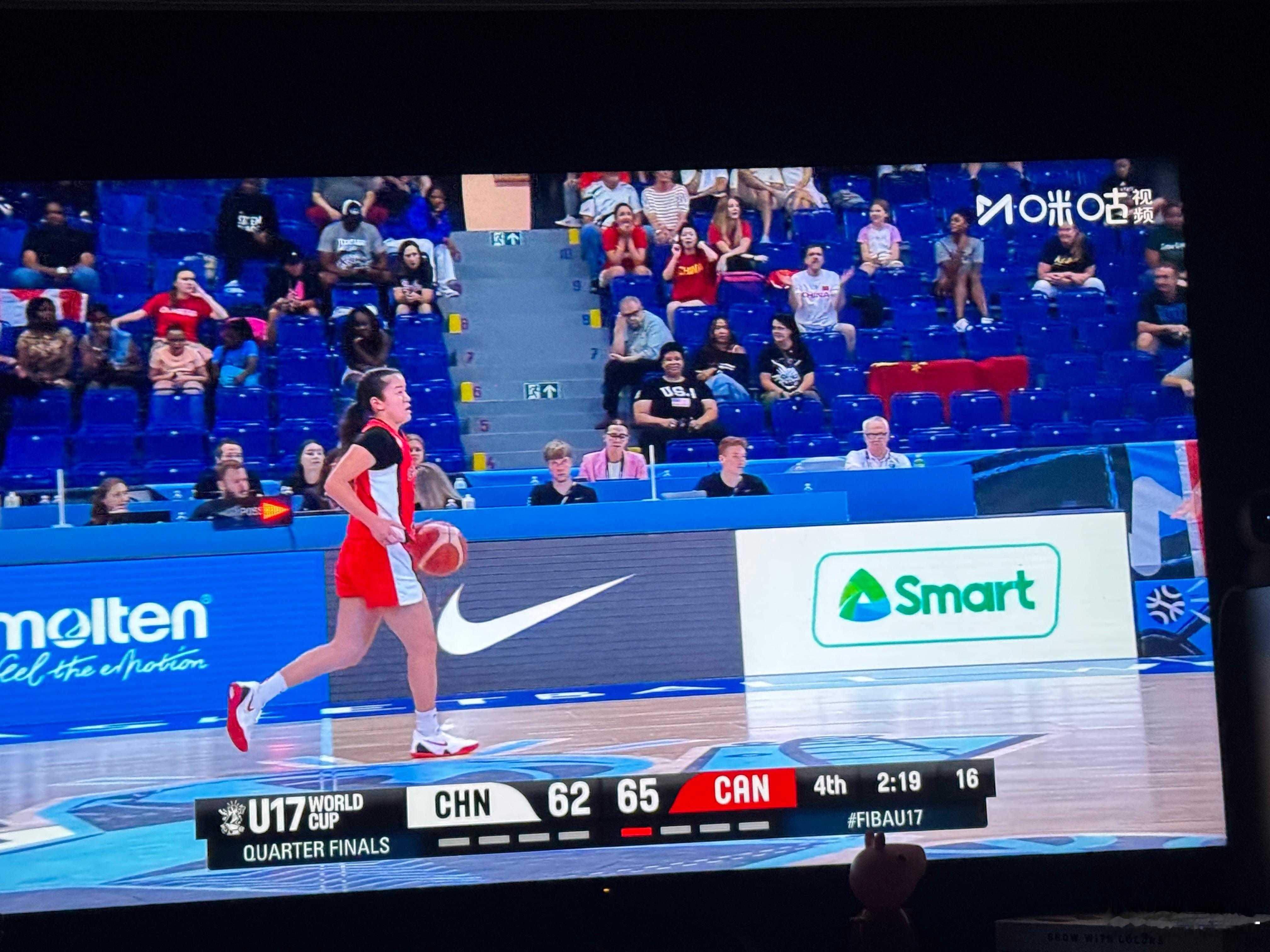 u17女篮世界杯 李沅珊！！！三分打进然后一个上篮，连追5分！！！比赛还有2分钟