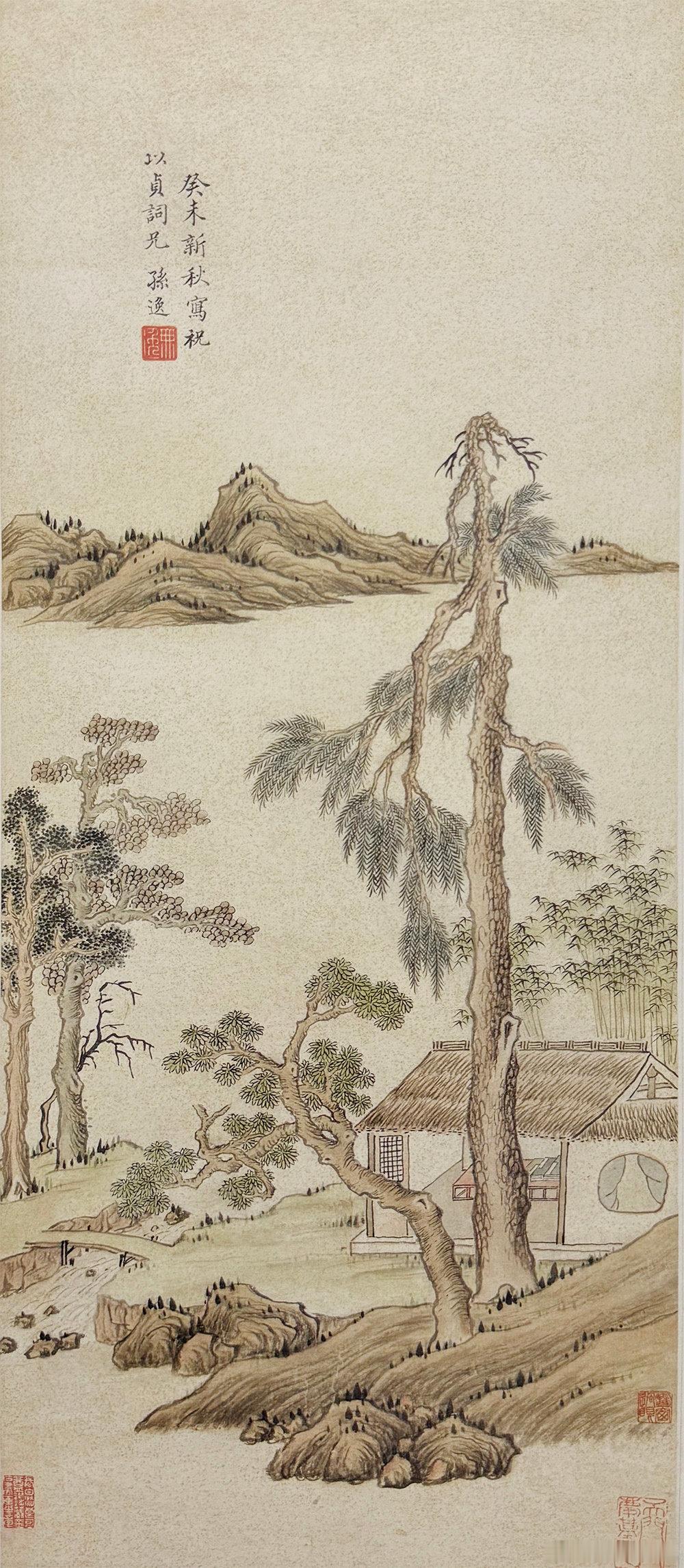 【中华名画欣赏 《松屋读书图》（孙逸）】       《松屋读书图》采用典型的“