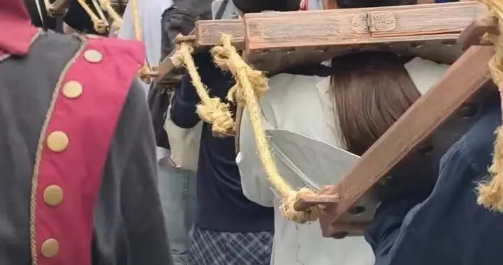 “坐囚车戴罪枷游街”视频引关注，杭州宋城客服：系《我回大宋》互动节目之一，游客自愿参与