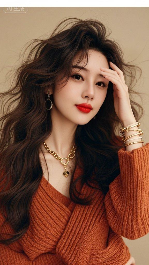 红色衣服气质 红色 卷发造型 美出高级感