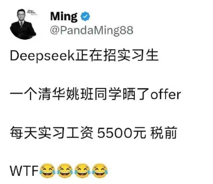 wtf，deepseek实习生每天实习工资都是5500 