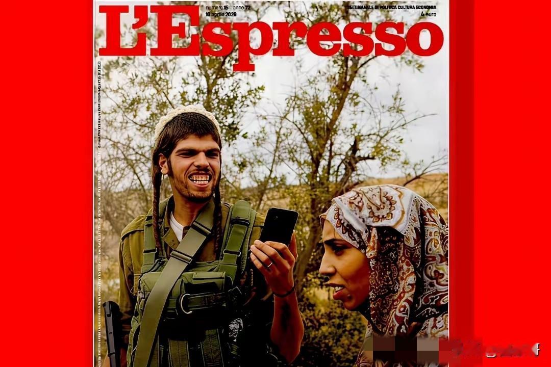 这位面目狰狞的以色列士兵，正在骚扰一位巴勒斯坦女性，还学着牧羊人驱赶羊群的声音对