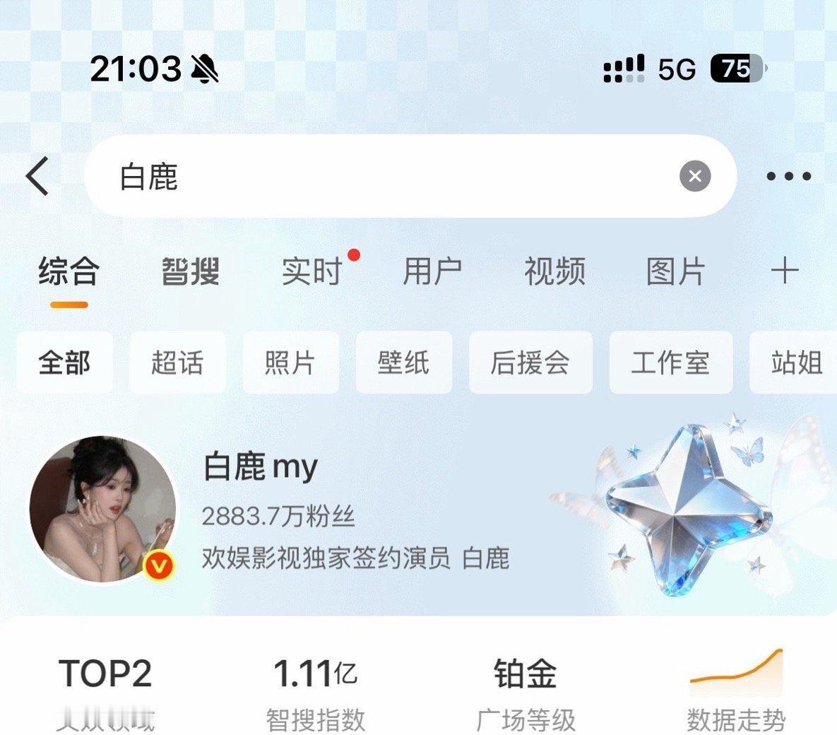 白鹿  bl白鹿爱奇艺尖叫之夜 
持续上涨📈TOP2了
红的黑的都是白鹿的的星